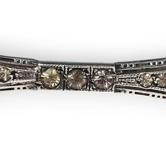 Antique Art Deco Sterling Brooch Yellow Rhinestone Goldstein Co 925 Silver Vtg - Picture 3 of 11